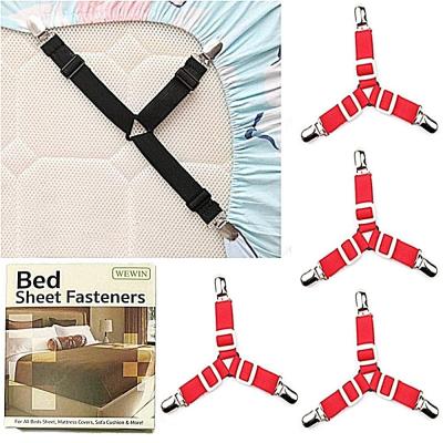 สินค้าใหม่ สายรัดผ้าปูที่นอน ตึงเปรี๊ยะ สายรัดมุมเตียงนอน (1 กล่อง มี 4 เส้น) ยางรัดมุมเตียงนอนให้ตึง Bed Sheet Fasteners (สีแดง) พร้อมจัดส่ง