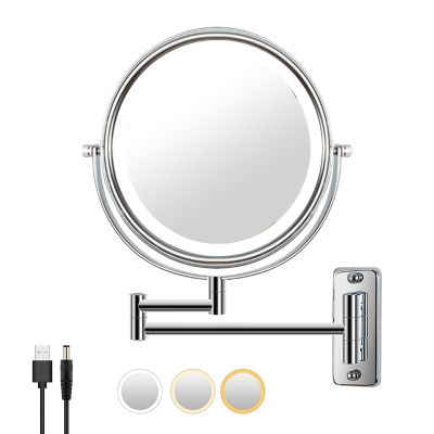 Wall Mounted Vanity Mirror 8 Inch Swivel Vanity&amp;Bathroom Mirror with 3 Color Tem