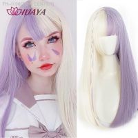 HUAYA Long Straight Wig with Bangs Purple-White Heat Resistant Synthetic Hair Wigs for African American Girl Lolita Cosplay Wig [ Hot sell ] TOY CENTER