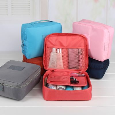กระเป๋า แฟชั่น ให้เลือก 9 สี กระเป๋าจัดเก็บระเบียบพกพา กันกระแทกในการเดินทาง ใส่เครื่องสำอางค์ ของใช้ต่างๆ กันน้ำซิปคู่