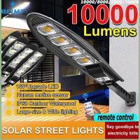 10000W Upgraded 168LED Solar Street Light Outdoor Waterproof LED for Garden Wall Adjustable Angle Solar Lamp Built-in 10000mAH