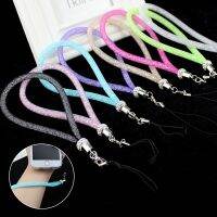 1PC Lanyard Necklace ID Badge Keychain Glitter Cord Rhinestone Mesh Antitheft Holder Hanging Rope