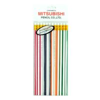 ดินสอไม้ สีดำ HB แพ็ค12แท่ง ตรา Mitsubishi Pencil