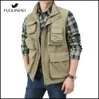 ✾ hnf531 Fuguiniao Summer Outdoor Tooling Vest Mens Multi-pocket Vest Thin Section Fishing Photography Mens Vest Jacket