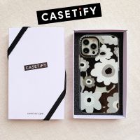 [Casetify ของแท้] เคสโทศัพท์ ชนิดซิลิโคน TPU แบบนิ่ม ลายดอกไม้ สีดำ สีขาว แบบวาดด้วยมือ สำหรับ Apple iPhone 7 8 Plus 7+ 8+ X XS XR 11 11Pro 12 Mini 12Mini Pro Max XSMax SE 2020