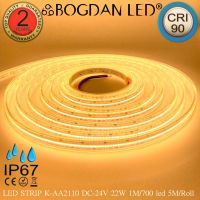 LED STRIP, K-AA2110-700-2700K DC-24V IP67 700LED/1เมตร 22W/1เมตร BOGDAN LED แอลอีดีไฟเส้น 3,500LED/5เมตร 110W/5เมตร ไฟริบบอนแอลอีดี ราคาต่อ 1 ม้วน