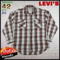 Levis®แท้ อก 52 เสื้อเชิ้ตผู้ชาย ลีวายส์ สีเลือดหมู เสื้อแขนยาว เนื้อผ้าดี เสื้อวินเทจ