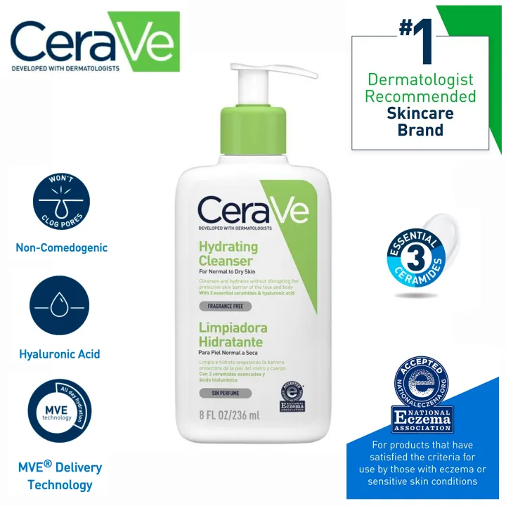 CeraVe Hydrating Cleanser | for Normal to Dry to Very Dry, Prone to ...