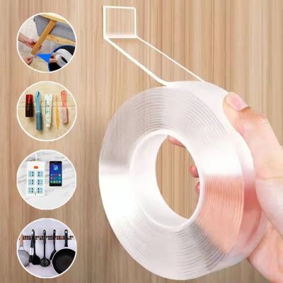 ▥ Double Sided Nano Tape Transparent Waterproof Wall Stickers Reusable Heat Resistant Adhesive Tape Kitchen Bathroom Home Supplies