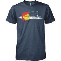 Dead Drift Fly Mens Colorado Flag Fly Fishing T-Shirt 100% Cotton Top Tee Christmas Gift