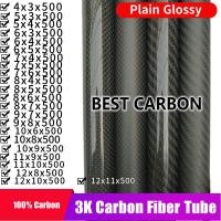 Free shiping 4 5 6 7 8 9 10 11 12mm with 500mm length High Quality Plain glossy 3K Carbon Fiber Fabric Wound Tube   CFK TUBE Wires Leads Adapters