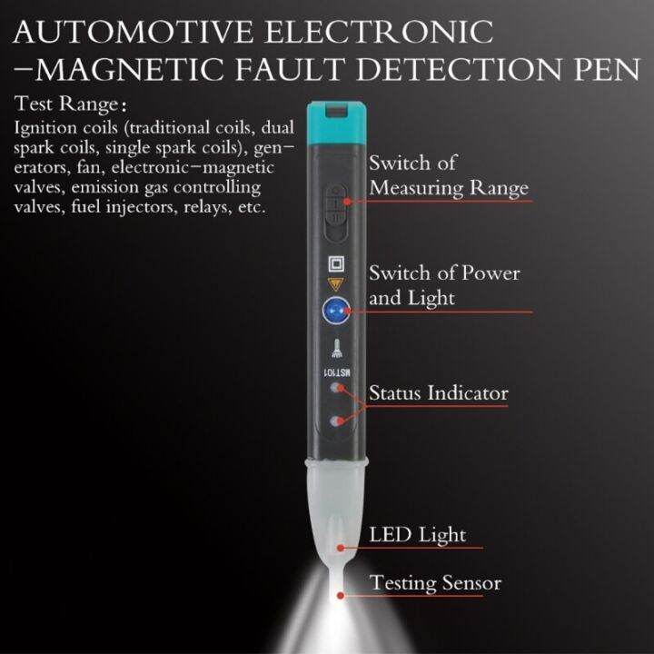 เครื่องตรวจจับตัวบ่งชี้ความผิดพลาดอิเล็กทรอนิกส์แม่เหล็กปากกาทดสอบตรวจสอบอย่างรวดเร็วตัวทดสอบวงจรเครื่องมือตรวจสอบคอยล์จุดประกาย-led