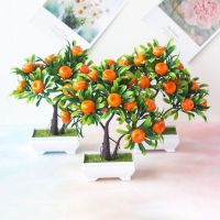 Artificial Orange Tree Bonsai Artificial Plants Mandarin Peach Fruit Tree Potted for Home Decor Fake Bonsai Craft Ssupplies