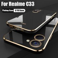 หรูหราชุบปลอกสำหรับ Realme C33 C 33 RMX3624 RealmeC33 2022โทรศัพท์กรณีอัลตร้าซอฟท์บาง TPU กันกระแทกกันชนปกหลัง