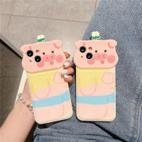 เคสหมูลายดอกไม้3D สำหรับ IPhone 11 12 13 14 Pro Max เคสแฟชั่นน่ารักปกป้องเลนส์ฝาหลังรูปการ์ตูนเคสโทรศัพท์กันกระแทก