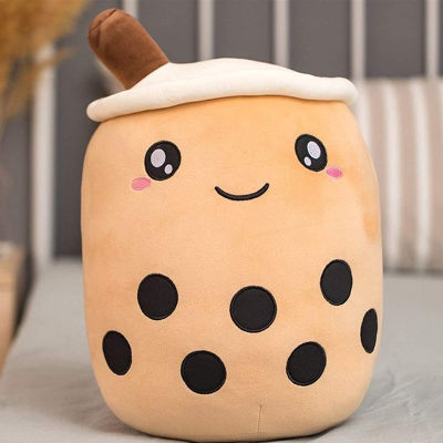 [Miss Lan]   Simulation Pearl Milk Tea Cup Pillow Funny Expression Plush Toy Cushion Grab Machine Doll