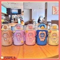 FZIPUA 600ml สำหรับนักเรียน น่ารักน่ารักๆ ป้องกันการรั่วซึม เหล็กไร้สนิม ขวดน้ำน้ำ ถ้วยฟางฟาง แก้วเก็บความร้อน