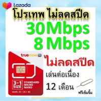 ซิมโปรเทพ 30-8 Mbps ไม่ลดสปีด เล่นไม่อั้น โทรฟรีทุกเครือข่ายได้ แถมฟรีเข็มจิ้มซิม