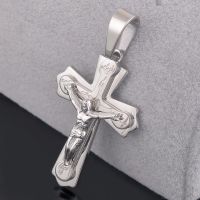3 Layers Wholesale Jesus Cross Pendant Necklace Stainless Steel Religious Holy Lord Necklace Jewelry2023