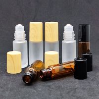 20Pcs/Pack 5Ml Amber Thin Glass Roll On Bottle Sample Test Essential Oil Vials With Roller Metal Ball Perfume Bottle Containers