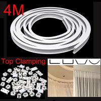 ♧▧✸ 4M Top Clamping Curved Curtain Track Rail Flexible Ceiling Mounted Straight Windows Balcony Curtain Pole Accessories