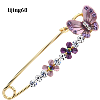 Lijing แฟชั่น Broche Hijab Pins หญิง Vintage เข็มกลัดหยดดอกไม้เพชร Corsage Shawl Buckle Dual Purpose เข็มกลัด