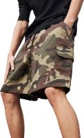 GORGLITTER Mens Camo Print Flap Pocket Cargo Shorts Drawstring Waist Straight Leg Street Bermuda Shorts