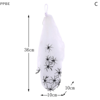 PPBE ที่แขวนหัวกะโหลกฮาโลวีนแมงมุมผ้าฝ้ายเรืองแสงหัวแขวนแมงมุมน่าขนลุกของเล่นไฟฟ้าลานบาร์ของเล่นตกแต่งงานปาร์ตี้