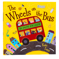 The wheels on the bus English original picture book the wheels on the bus rhyme nursery rhyme English Enlightenment early education cognitive childrens ballad picture book paperback open European and American classic nursery rhyme Kate Toms