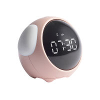 2021 Cute Expression Digital Kids Alarm Clock For Child Bedside Voice Control Night Light Snooze Chargeable Child Sleep Trainier