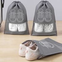 5pcs Shoes Storage Bag Portable Organizer Travel Shoes Bag Transparent Drawstring Shoe Clothing Hanging Bag Waterproof Pocket