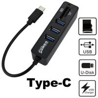 [HOT HAIXWLXKWW 589] 5 1 Type-C USB 2.0 Hub Splitter 3พอร์ต Card Reader C HUB Type To Ethernet Adapter