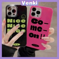 VENKI - สำหรับ iPhone 11 iPhone Case สีดำสีแดงเคลือบเงา TPU เคสอ่อนกันกระแทกป้องกันกล้องสีเขียวตัวอักษรสีดำเข้ากันได้กับ iPhone 14 13 Pro max 12 Pro Max xr xs max 7 8Plus