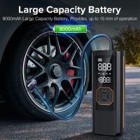 8000mAh Car Electric Air Pump Portable Wireless Tire Inflatable Pump Inflator Rechargeable Air Compressor for Car Motorcycle Air Compressors  Inflator