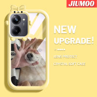 เคส JIUMOO สำหรับ Realme 10 Realme 10 Pro Plus 5G เคสการ์ตูนสุนัขน่ารักลายกล้องมอนสเตอร์ตัวน้อยสีสันสดใสนิ่มสำหรับเลนส์กันกระแทกแบบใสเคสมือถือเรียบง่ายฝาครอบป้องกันซิลิโคนความคิดสร้างสรรค์โปร่งใสเคส