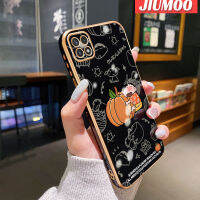 JIUMOO เคส M22ปลอกสำหรับ Samsung กาแลคซี5G A22ลายการ์ตูนน่ารักดินสอสีชินจันเคสมือถือด้านข้างเคสขอบสี่เหลี่ยมกันกระแทกฝาปิดเลนส์เต็มรูปแบบปกป้องกล้องเคสซิลิโคนนิ่ม