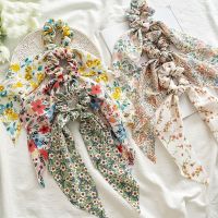 【CW】 Hair Tie Elastic Band Bow Floral Print Scrunchies Fashion Ponytail Scarf