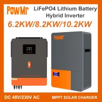 8.2KW 6.2KW 10.2KW ระบบการจัดเก็บพลังงานแสงอาทิตย์ในบ้าน Lifepo4 200AH อินเวอร์เตอร์ไฮบริดและ100AH แบตเตอรี่ลิเธี่ยมสื่อสาร