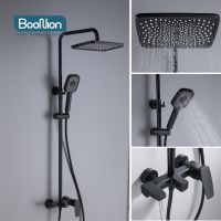 【LZ】✜  Boonion matte black latão luxo multi-função chuveiro torneiras do banheiro chuveiro conjunto desviador válvula misturadora sistema quente e frio