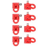 8X Metal Climbing Trailer Tow Hook Hooks Buckle, Winch Shackles Accessory for 1/10 Scale RC Crawler Truck D90 SCX10,Red