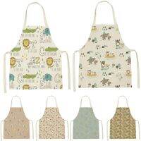 Animal Style Apron Household Cleaning Pinafore Cooking Aprons For Men Cartoon Lion Pattern Sleeveless Cotton Bib Home Custom Bib