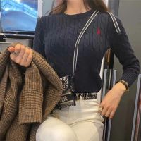 Ralphˉ laurenˉ High Quality RL cardigan autumn slim pullover sweater round neck pure cotton sweater
