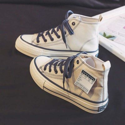 ☊✕✓ Clearance 2023 summer and autumn season high-top thick-soled canvas shoes womens shoes new hot style Korean version of all-match casual sneakers