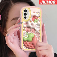 เคส JIUMOO สำหรับ VIVO V23E 4G V23E 5G V23 5G S12 5G เคส Y75ลาย3D สตรอเบอร์รี่สีสันสดใสขอบเป็นลอนผิวนอกเคสโทรศัพท์แบบใสนิ่มปลอกซิลิโคนที่สร้างสรรค์เลนส์กล้องถ่ายรูปเคสโปร่งใสป้องกันการกระแทก