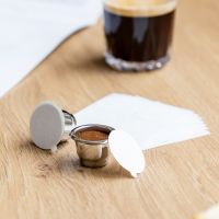 【YF】 Papel biodegradável Adesivo Tampas para Nespresso Recarregáveis Cápsula De Café Tampa auto-adesiva Brewer Reutilizáveis Vagens Aço Inoxidável