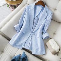 Lace suit female plus size 2022 spring and summer new Korean version fashion lace flower air-conditioning shirt sunscreen jacket