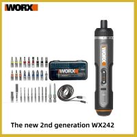 ไขควงไฟฟ้าไร้สายอัจฉริยะชุดสกรูไฟฟ้า Worx 4V WX242 USB ที่จับชาร์จได้เครื่องมือชุดดอกสว่าน30อัน