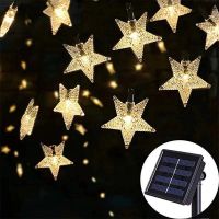 ไฟ LED พลังงานแสงอาทิตย์ Pip Bubble Star String Light Garlands Fairy Light Holiday Christmas Outdoor Light