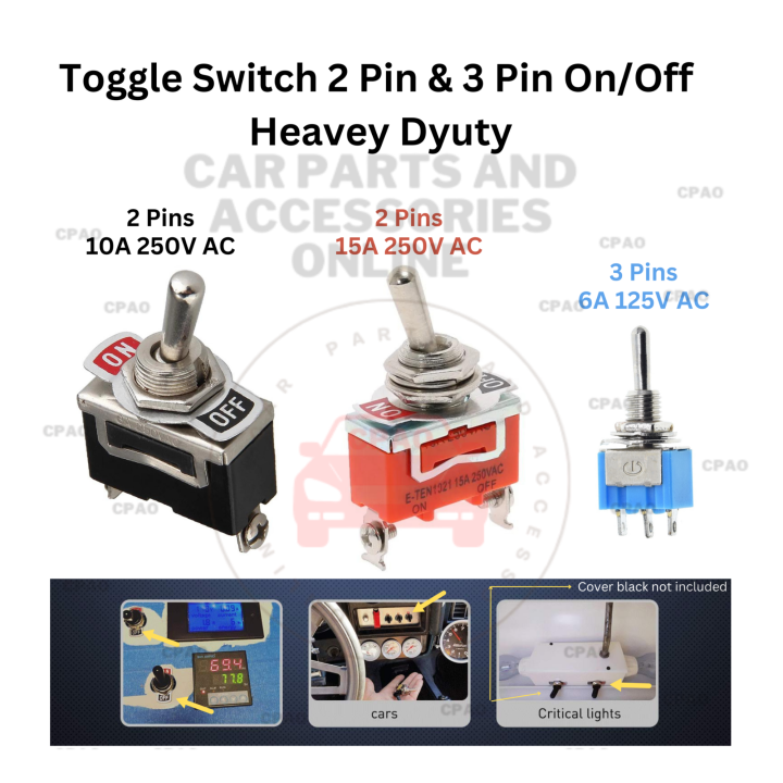 CPAO Toggle Switch 2 Pin and 3 Pin On-Off Heavy Duty | Lazada PH