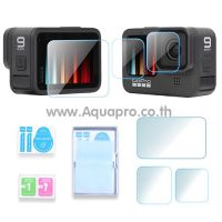 3 in 1 Protector Flim GoPro Hero 11 /10 / 9 Black ฟิล์มกระจกนิรภัย กันรอยจอหลัง 3 in 1 LCD + เลนส์ + จอหน้า